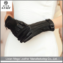 China Wholesale kundenspezifische schwarze Farbe Hülse lederne Handschuhe in Kanada